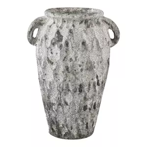 Antonis Grey ceramic jar ears pattern round