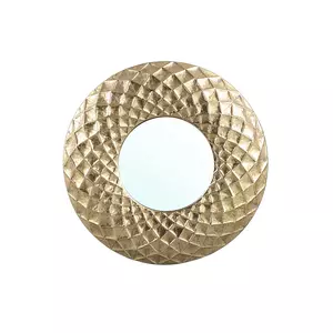 Brendon Gold metal hammered mirror round