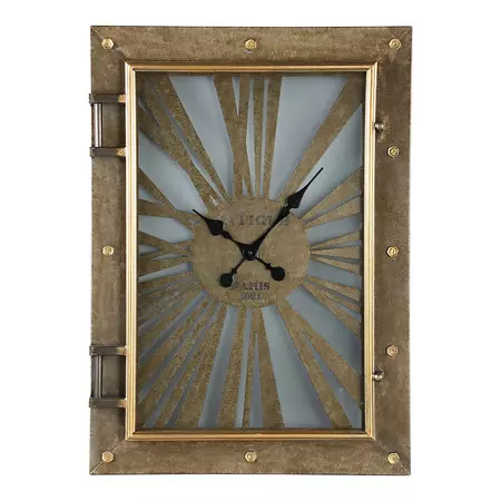 Devan Gold metal clock antique rectangle