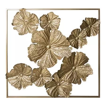 Emmy Gold metal wall panel flowers square