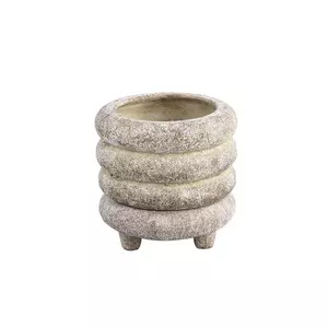 Janny Grey cement pot three layered rounds S