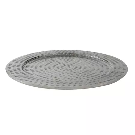 Lola Silver aluminum round plate with pattern L