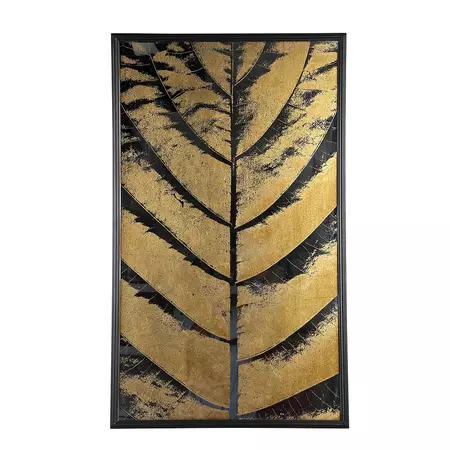 Loro Black gold palm leaf wall panel rectangle