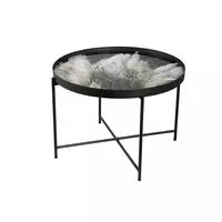 Marvin Black metal tray table with pampas grass large