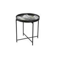 Marvin Black metal tray table with pampas grass small