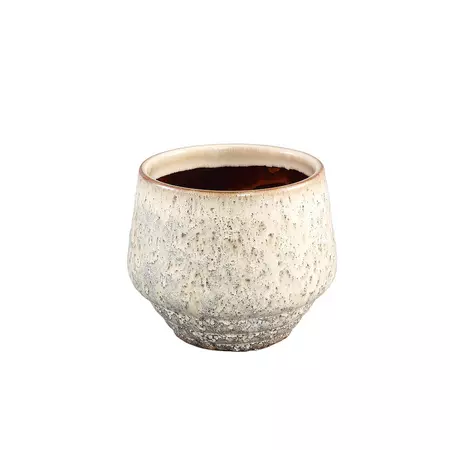 Merty Cream glazed ceramic pot wide low round XS