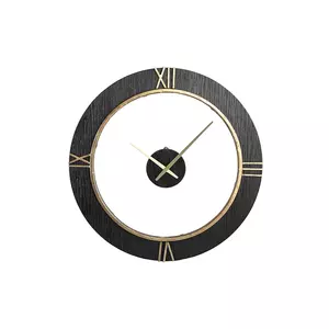 Nathalia Black metal clock with wooden border