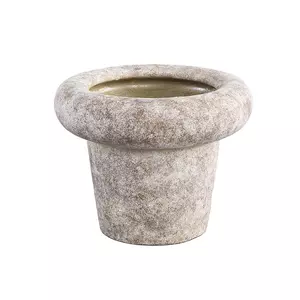 Relandi Grey cement pot cone thick border round L