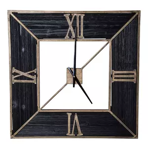 Rolf Black wooden clock metal frame square