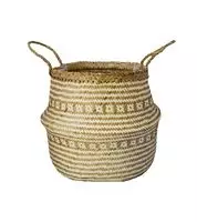 Seagrass Tribal White Lined Basket Small