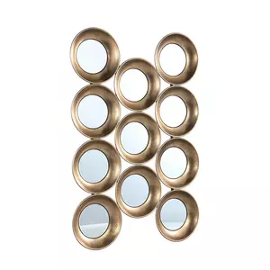 Zelia Gold metal mirror circles rectangle